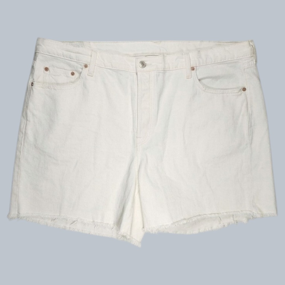 Levi's 501 Original High Rise Cutoff Denim Shorts Off White Plus Size 22W